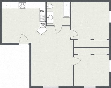 Floor plan for 2 beds, 1 bath, 1180 sqft